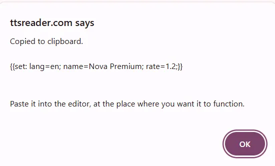 Setter Copy Confirmation