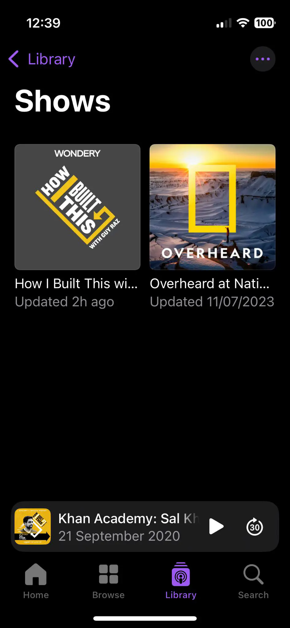 Podcasts app library