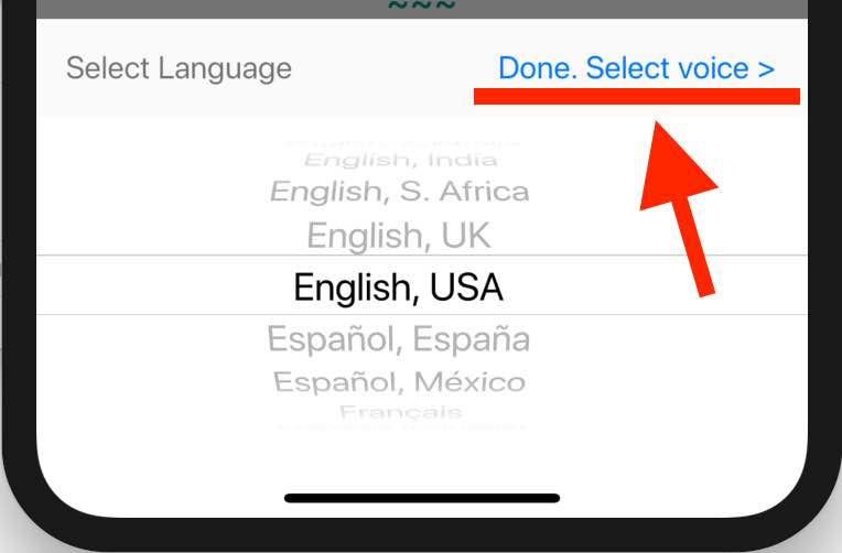 Tap this button within the language selector to select a specific voice